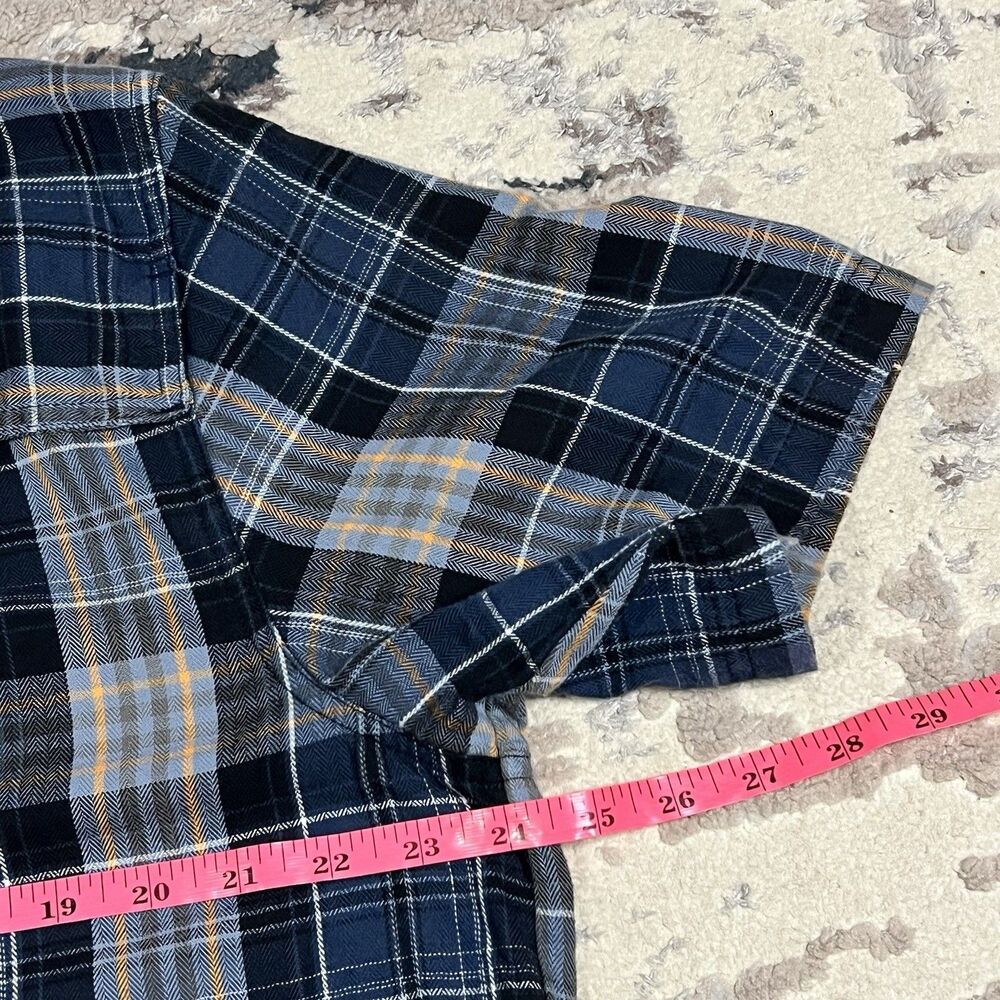 Harley Davidson Short Sleeve Metal Button Down Plaid Flannel Shop Shirt Sz Large - Picture 7 of 9